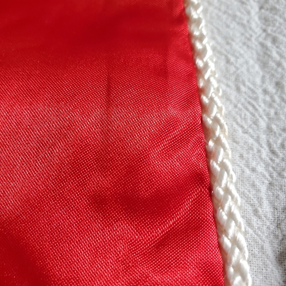 Vintage NWT Red Satin Stocking Christmas Tree Embellished Bling White Trim - Picture 4 of 12